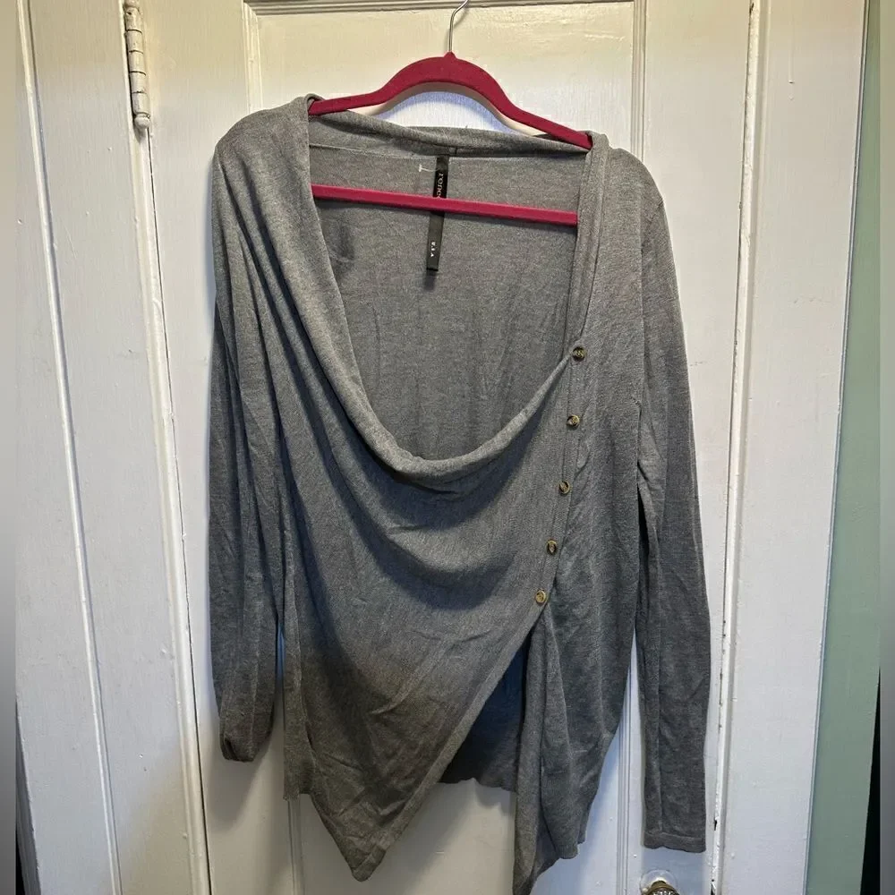One Size Gray Sweater with Buttons - Picture 3 of 3